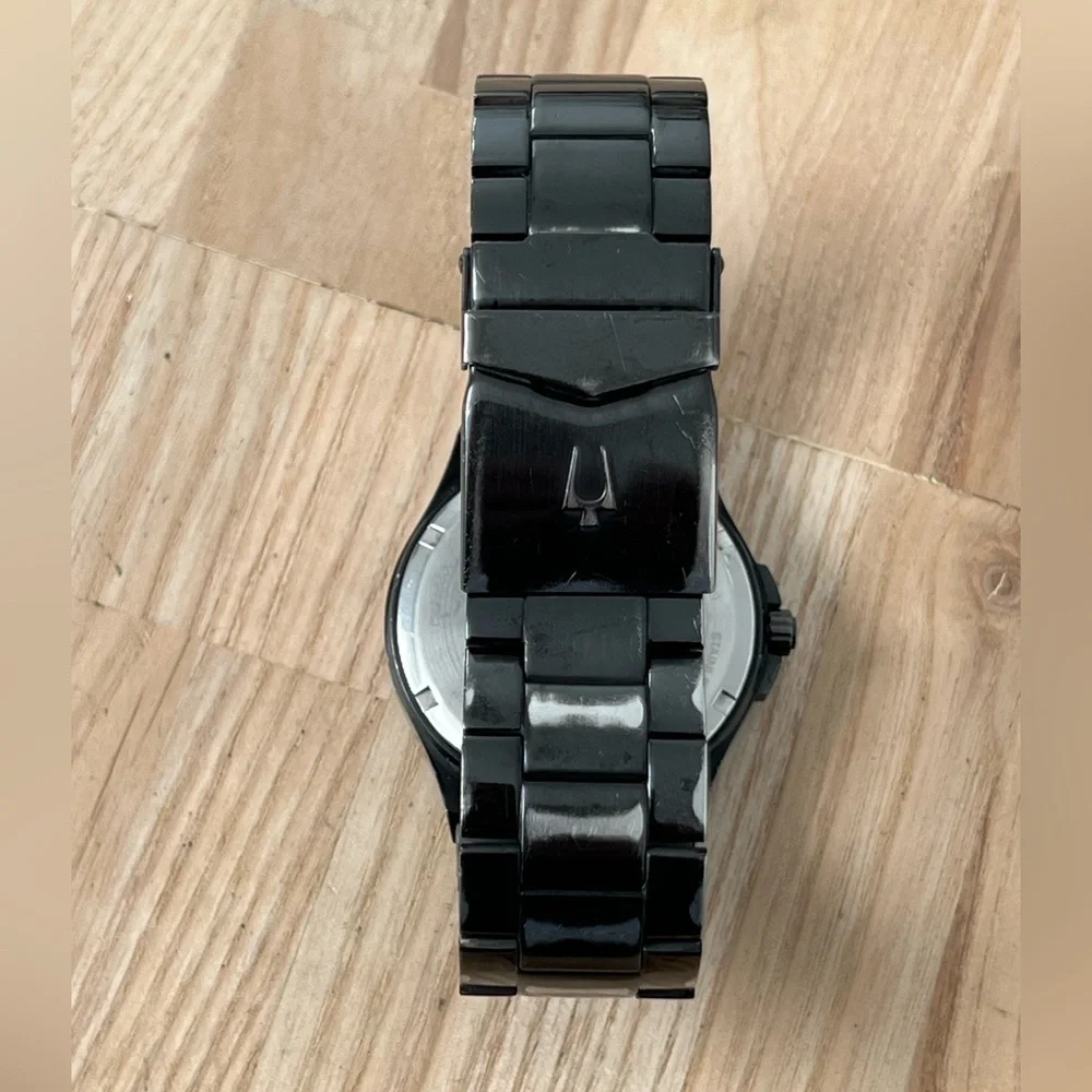Bulova Marine Star Diamond Men’s Watch Black Dial, Case, Bracelet Date Window